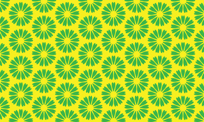 Seamless vector pattern with green floral art, background design