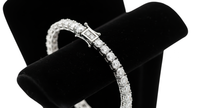 Diamond tennis bracelet isolated on transparent background