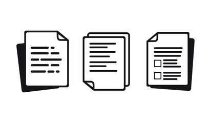 Document icons. paper symbol with single and multiple page. transparent png and vector illustration.
