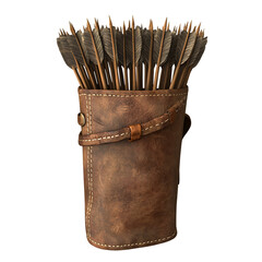 Vintage Leather Quiver Full of Arrows: Rustic, Medieval, Hunting Theme