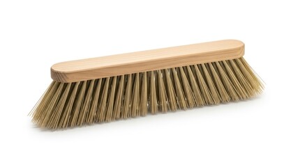 Long-handled, light-brown floor brush