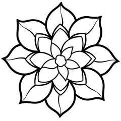 Obraz premium Geometric floral mandala design with bold black outlines on a white background