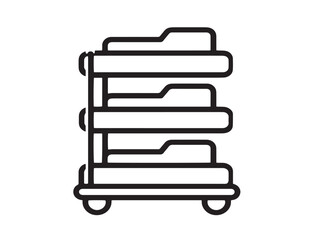 Modern office trolley drawer icon in elegant line art