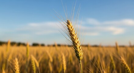 Naklejka premium Golden Wheat Ear In Summer Field