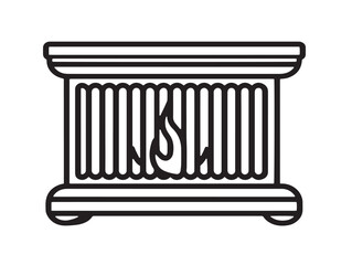 Clean vector line art fireplace grate icon design