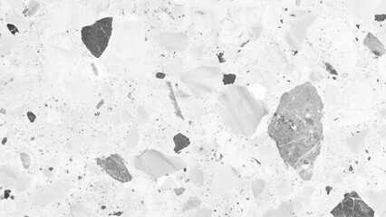 Black and white terrazzo marbled floor texture polished granite stone surface background high resolution top view for design. Wall terrazzo texture gray and black of stone granite white background