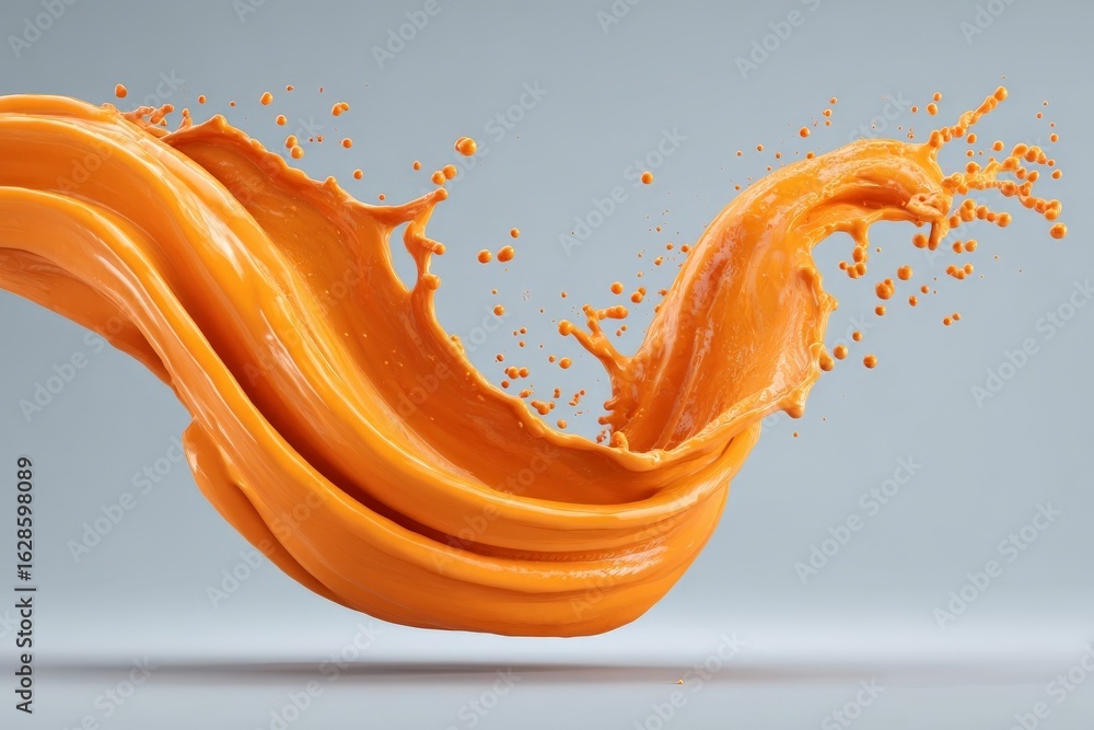 Poster colorful orange splash creates dynamic visual effect against neutral background showcasing motion an