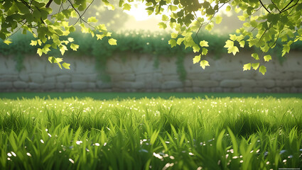 Obraz premium green grass in the morning