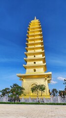 Mountain pagoda Truc Lam Phung Thuy Son near Nha Trang, Vietnam, surrounded by nature and peace.