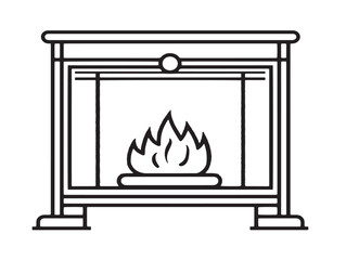 Flat outlined fireplace guard screen icon illustration
