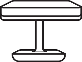 Minimalistic floating desk line art icon design