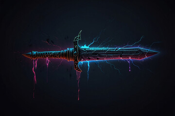 Magic dagger. Dark night. Gloomy background.