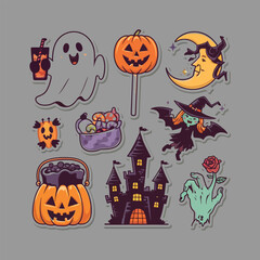 Spooky halloween night scene with haunted house and moon