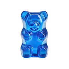Vibrant blue gummy bear, glossy and smooth