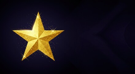 A golden star with sparkling details against a dark navy background.