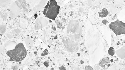 Black and white terrazzo marbled floor texture polished granite stone surface background high resolution top view for design. Wall terrazzo texture gray and black of stone granite white background