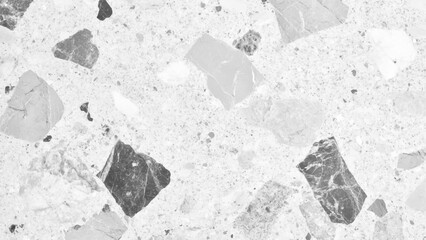 Black and white terrazzo marbled floor texture polished granite stone surface background high resolution top view for design. Wall terrazzo texture gray and black of stone granite white background
