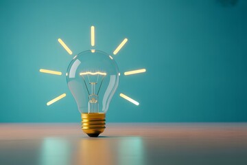 Illuminating the Spark: A glowing light bulb against a teal backdrop, a symbol of innovation, and creative ingenuity. The perfect visual representation of ideas and solutions.