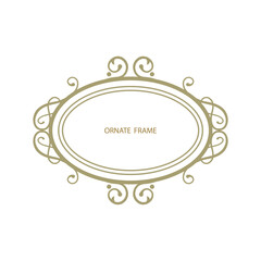 Vector frame for design template. Golden floral borders. Ornate decor for save the date, birthday, greeting card, wedding invitation, leaflet, poster, certificate, thank you message.