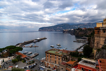 Sorrento coast, Italy. Panoramic realistic view of Sorrento city in the winter