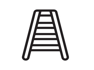 Sleek Folding Ladder Icon in Clean Contemporary Vector Line Art