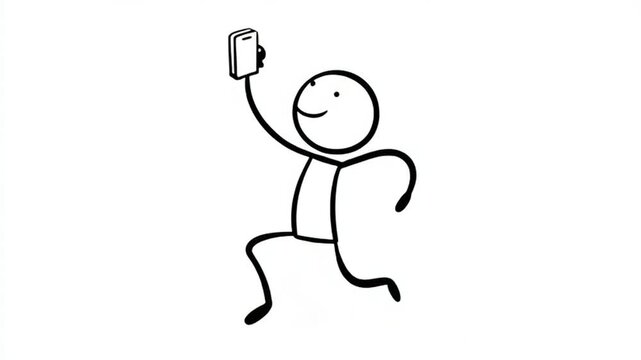 Joyful Person Sprinting Excited Holding Smartphone