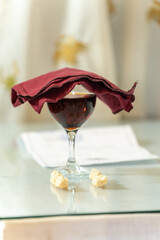 Elegant beverage presentation with a creative twist in a cozy setting during a casual afternoon...