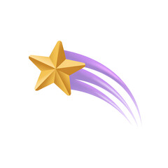 Obraz premium Golden star streaks across sky leaving trail of purple light, symbolizing achievement, inspiration, and celestial wonder for impactful designs