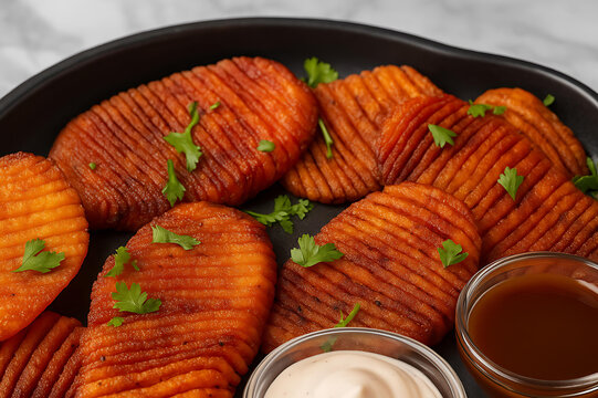 Crispy Accordion Potatoes with Creamy Dip for Snack Lovers