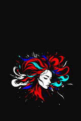 Girl, Woman, Freedom, hair, Face, Consciousness, Mind, Thoughts, Awareness, Knowledge, Head, Chaos, Vector, Artwork