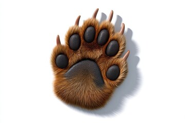 Artistic depiction of a realistic animal paw in a bright, minimalist setting showcasing intricate details