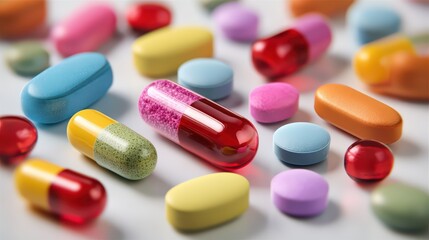 Assorted Colorful Pills and Capsules on White Background isolated on a transparent background 2