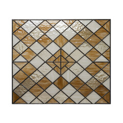 Fototapeta premium Stained glass window design in brown shades with diamond pattern isolate on a transparent background