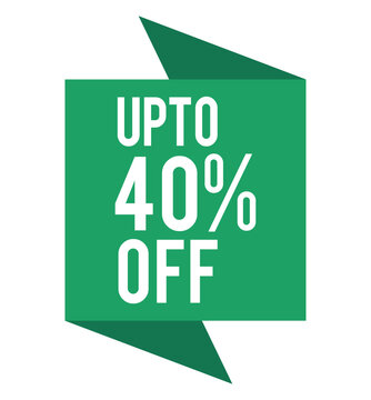up to 40% off limited time promotion banner, special discount sale sticker, price reduction deal announcement vector graphic

