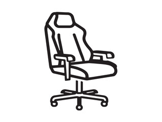 Comfortable gaming chair icon in minimal vector line art design