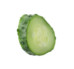 Slice of fresh cucumber isolated on white