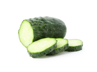 Slices of fresh cucumber isolated on white