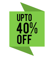 up to 40% off a special promotion, limited-time offer deal, orange vector tag, modern web graphic for business advertisement