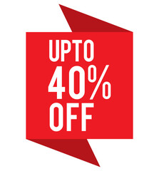 up to 40% off sale announcement, get this exclusive discount tag, price reduction deal, modern vector graphic for online business