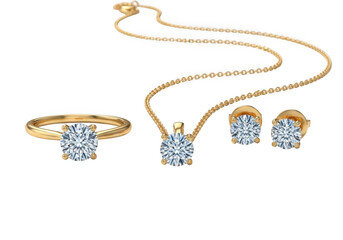 Diamond jewelry set isolated on transparent background