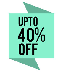 up to 40 percent discount on products, limited time offer, orange vector graphic, modern design element for promotional content