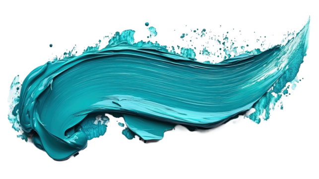 A blue brush stroke on a white background isolated on white or transparent background, png clipart, design element