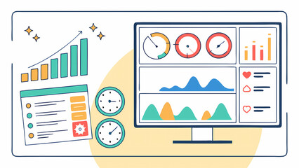 Business analytics dashboard data visualization report monitoring performance metrics and indicators