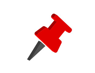 3D illustration of a red pin icon. Transparent background in PNG format.