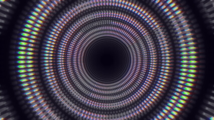 Colorful circle lights tunnel abstract background for futuristic high technology