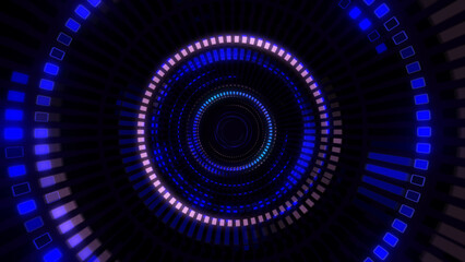 Abstract Endless flight in a futuristic blue corridor. 3D animation of a hyperspace tunnel. VJ Loop. 4K video. 3d render