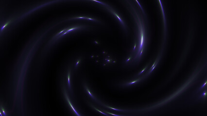 Abstract background 4k. Bright swirl on black background. The concept of space - time. Cold purple color. 3d animation