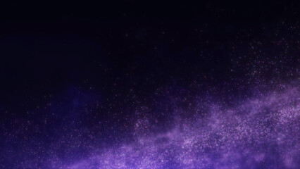 Purple abstract background flickering particles with bokeh effect. 3D Rendering