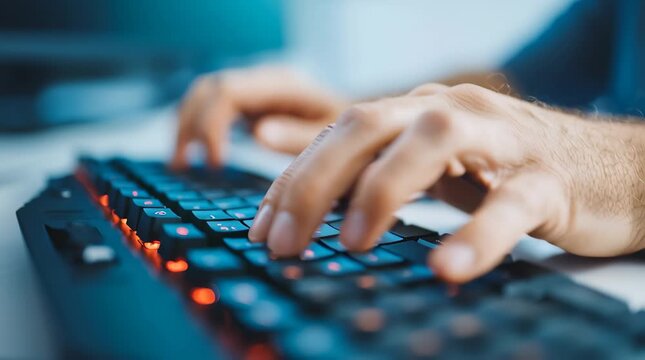 Exploring AIs Impact on Job Replacement Hands Typing on Keyboard in Digital Office Technology Discussions