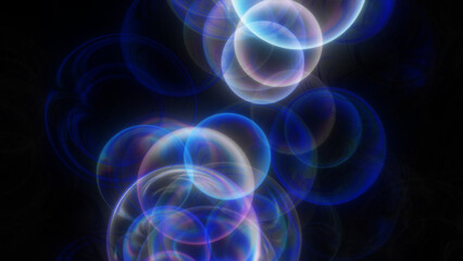 Bubbles of water particles. Underwater bubbles are approaching. Abstract bright multicolored blue background 4K 3840x2160